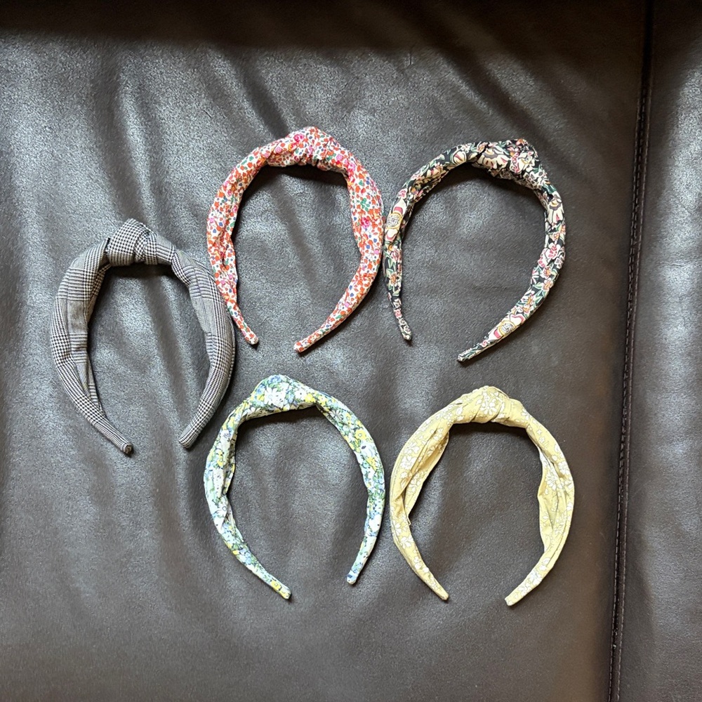 Set of 5 J Crew Knot Headbands in Floral, Plaid & Yellow